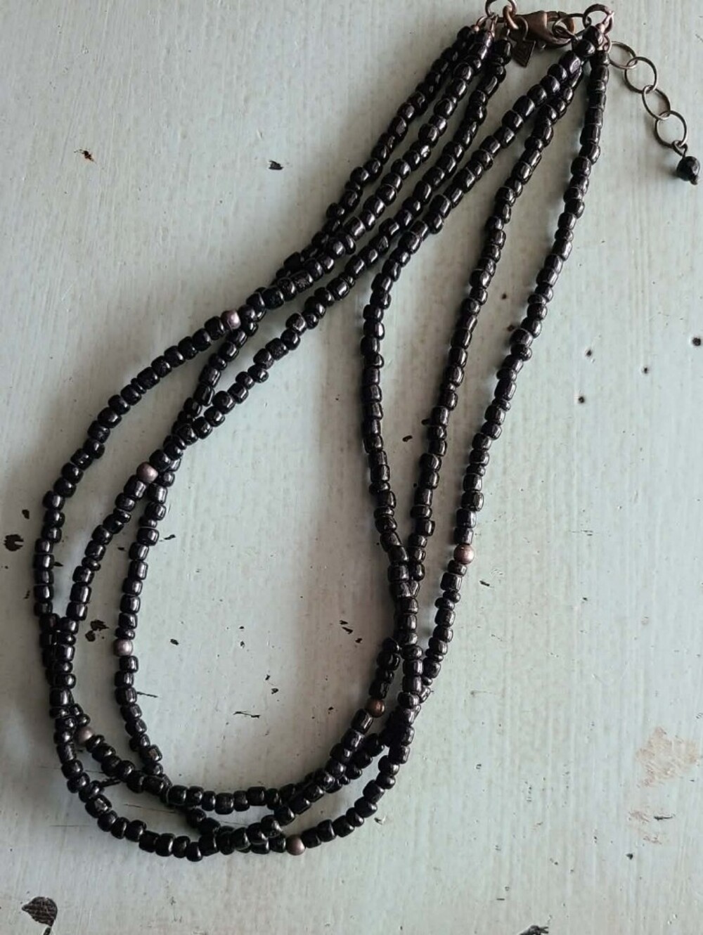 Silpada Multi-Strand Black And Silver Beaded Necklace